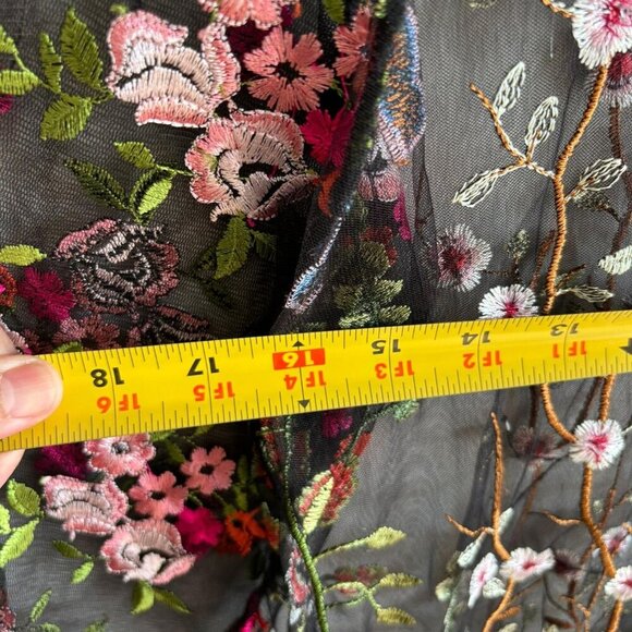 Unbranded Womens Embroidered Floral Cover Up Long Dress Black Size Medium - Picture 7 of 10